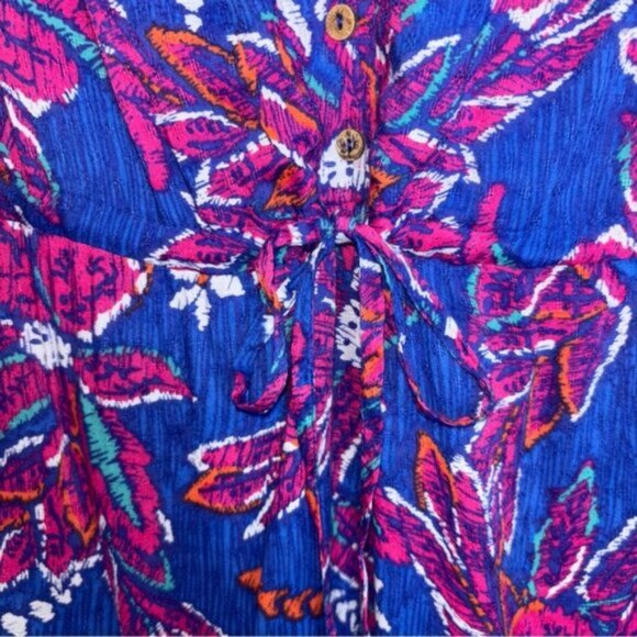 Country Rose Blue Floral Midi Dress Size 12 Sleeveless Boho Print Coastal Office - Picture 7 of 10